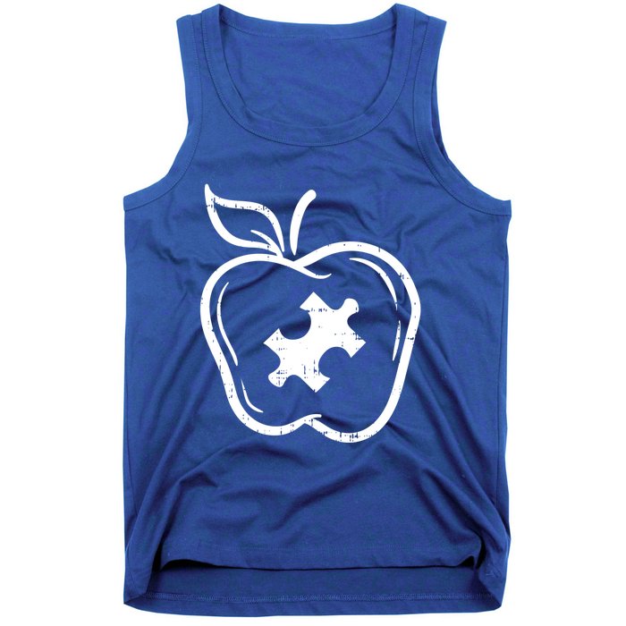 Autism Awareness Teacher Gift Apple Puzzle Autistic Gift Tank Top