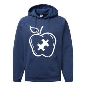 Autism Awareness Teacher Gift Apple Puzzle Autistic Gift Performance Fleece Hoodie