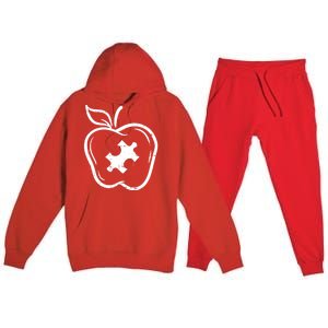 Autism Awareness Teacher Gift Apple Puzzle Autistic Gift Premium Hooded Sweatsuit Set