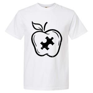 Autism Awareness Teacher Gift Apple Puzzle Autistic Gift Garment-Dyed Heavyweight T-Shirt