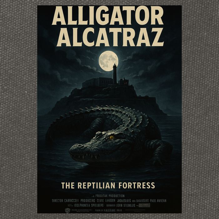 Alligator Alcatraz The Reptilian Fortress Movie Poster Cotton Canvas Backpack