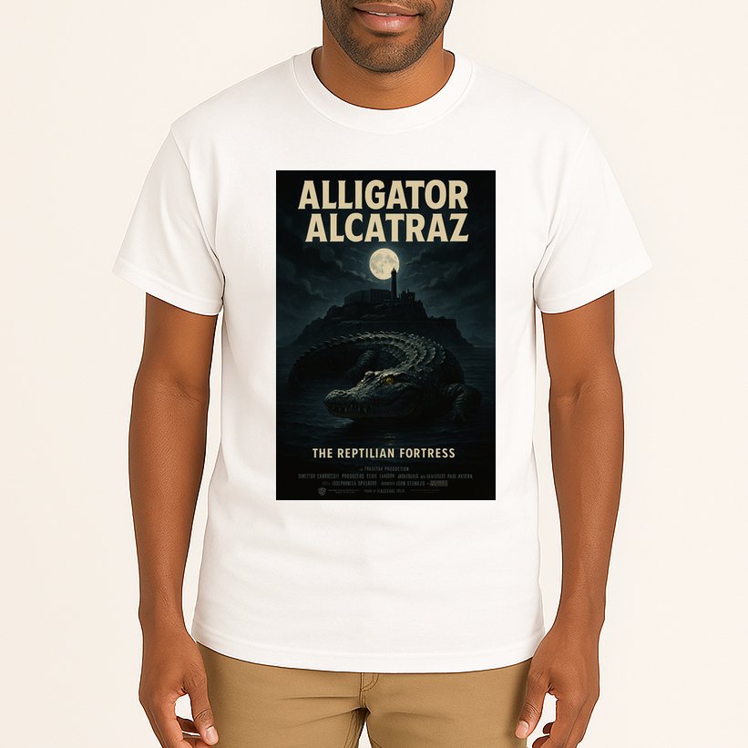 Alligator Alcatraz The Reptilian Fortress Movie Poster Tall T-Shirt