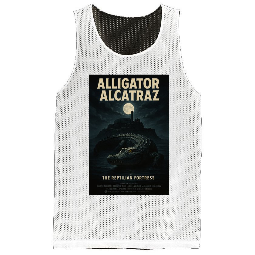 Alligator Alcatraz The Reptilian Fortress Movie Poster Mesh Reversible Basketball Jersey Tank