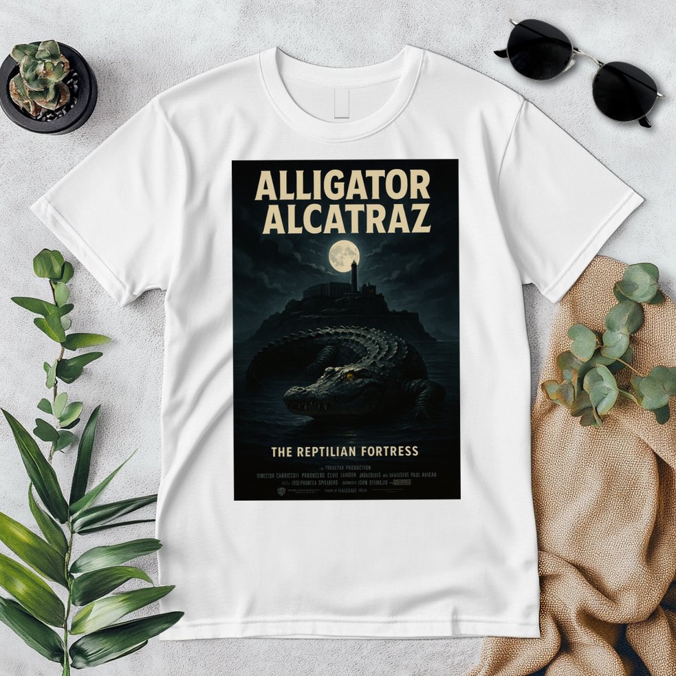 Alligator Alcatraz The Reptilian Fortress Movie Poster Premium T-Shirt