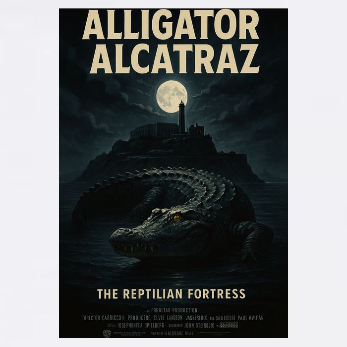 Alligator Alcatraz The Reptilian Fortress Movie Poster Premium T-Shirt