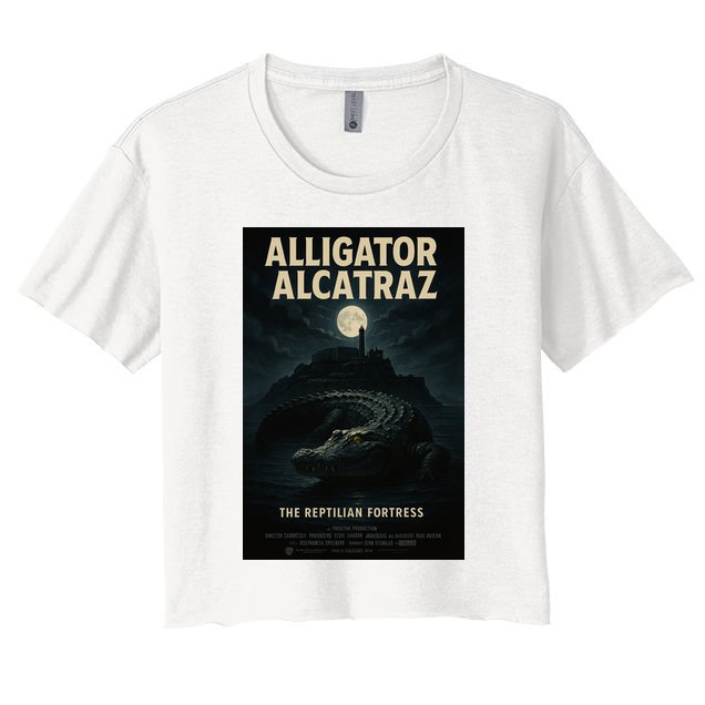 Alligator Alcatraz The Reptilian Fortress Movie Poster Women's Crop Top Tee