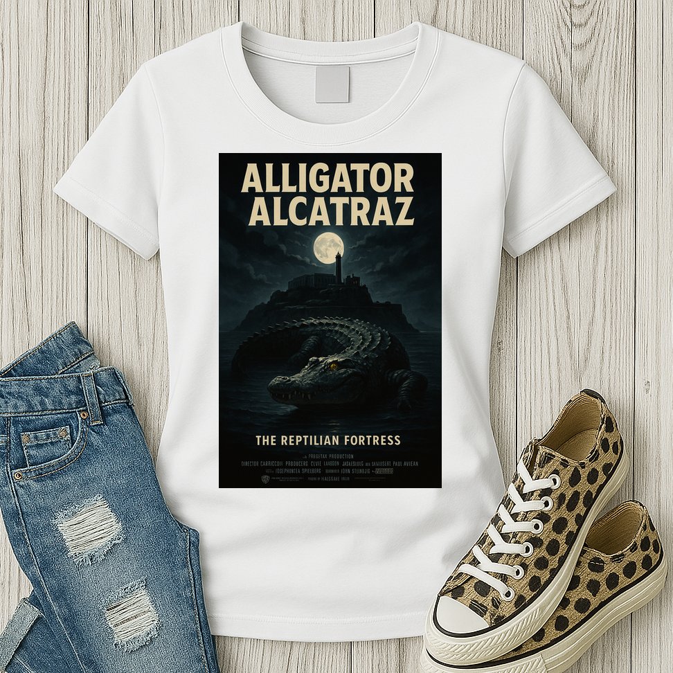 Alligator Alcatraz The Reptilian Fortress Movie Poster Womens T-Shirt