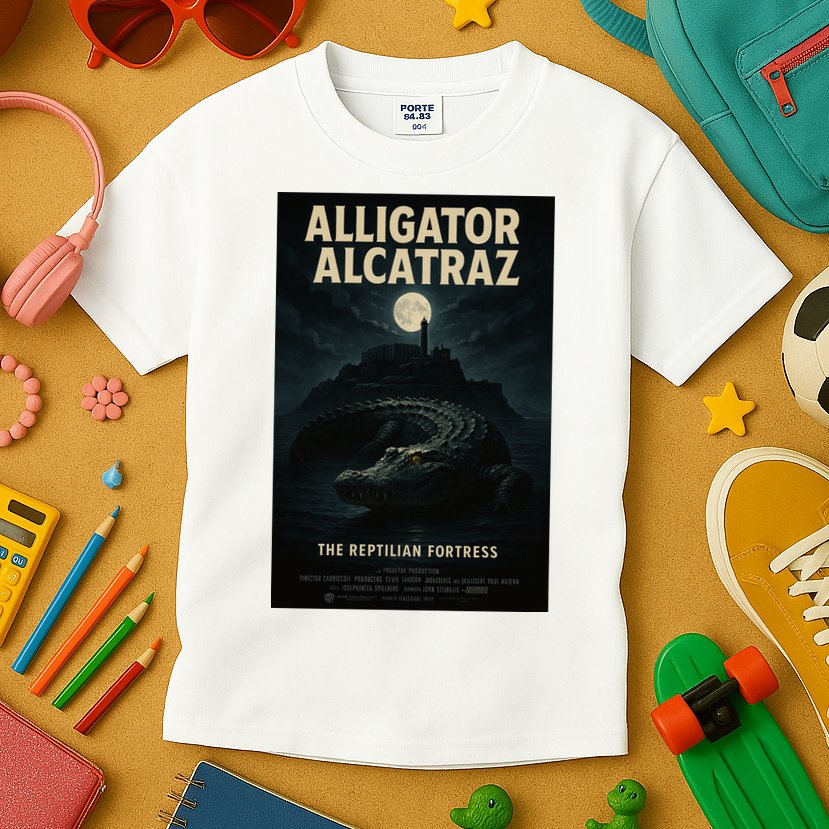 Alligator Alcatraz The Reptilian Fortress Movie Poster Kids T-Shirt