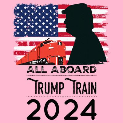 All Aboard Trump Train 2024 Vintage American Flag Apparel T-Shirt