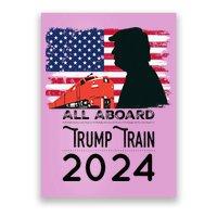 All Aboard Trump Train 2024 Vintage American Flag Apparel Poster