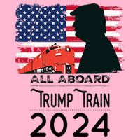 All Aboard Trump Train 2024 Vintage American Flag Apparel Poster