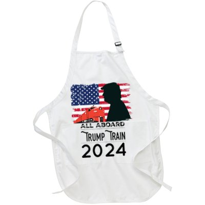 All Aboard Trump Train 2024 Vintage American Flag Apparel Apron