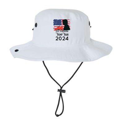 All Aboard Trump Train 2024 Vintage American Flag Apparel Bucket Hat