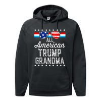 All American Trump Grandma American Flag Sunglasses Trump Performance Fleece Hoodie