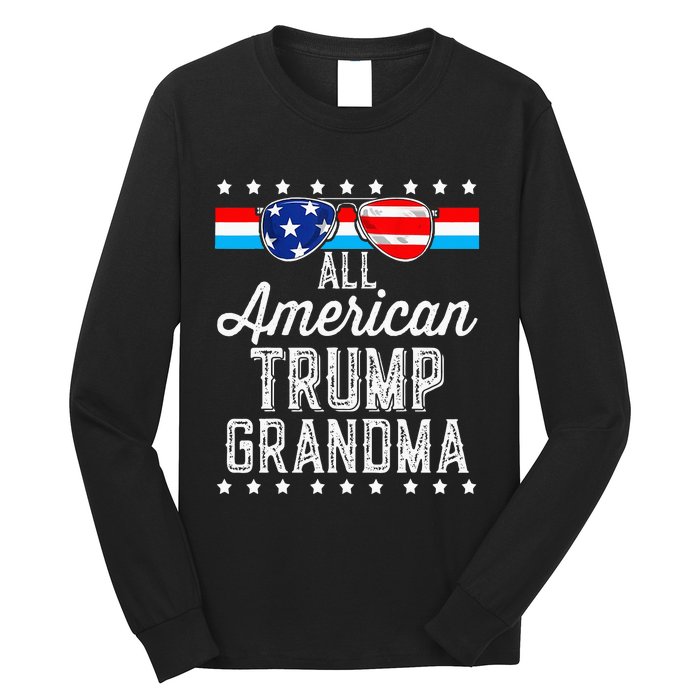 All American Trump Grandma American Flag Sunglasses Trump Long Sleeve Shirt