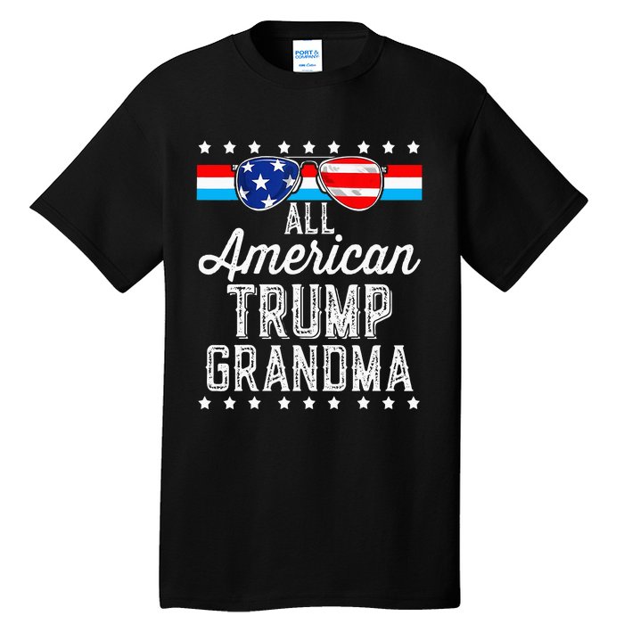 All American Trump Grandma American Flag Sunglasses Trump Tall T-Shirt