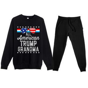 All American Trump Grandma American Flag Sunglasses Trump Premium Crewneck Sweatsuit Set