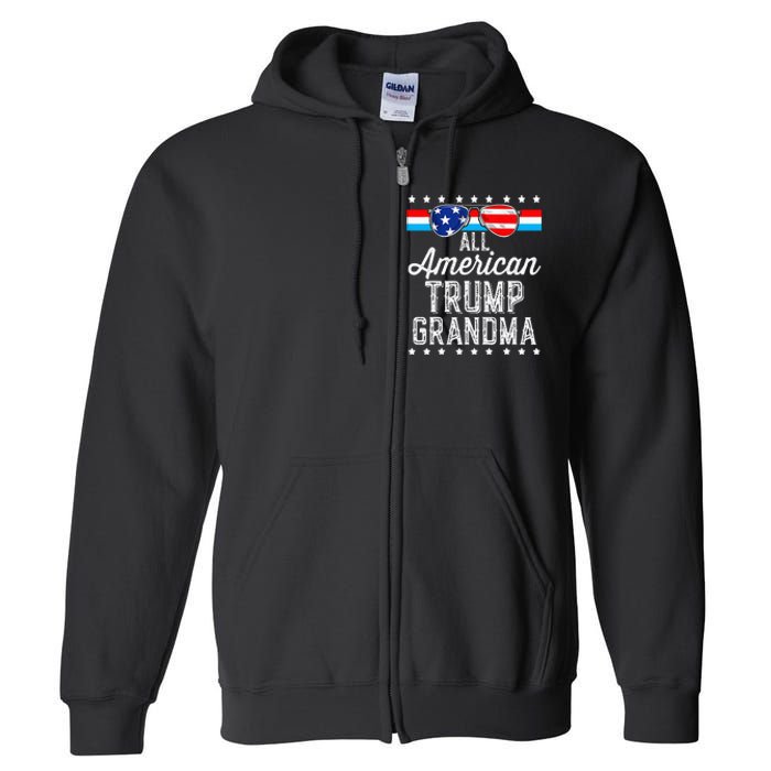 All American Trump Grandma American Flag Sunglasses Trump Full Zip Hoodie