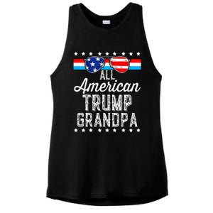 All American Trump Grandpa American Flag Sunglasses Trump Ladies PosiCharge Tri-Blend Wicking Tank