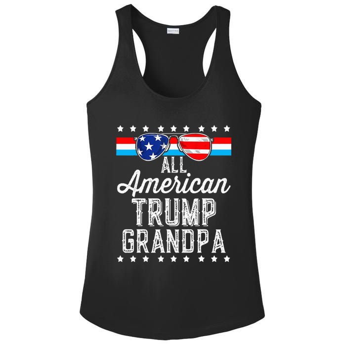 All American Trump Grandpa American Flag Sunglasses Trump Ladies PosiCharge Competitor Racerback Tank