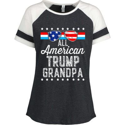 All American Trump Grandpa American Flag Sunglasses Trump Enza Ladies Jersey Colorblock Tee