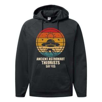 Ancient Astronaut Theorists Say Yes Spaceship Alien Ufos Performance Fleece Hoodie