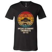 Ancient Astronaut Theorists Say Yes Spaceship Alien Ufos V-Neck T-Shirt