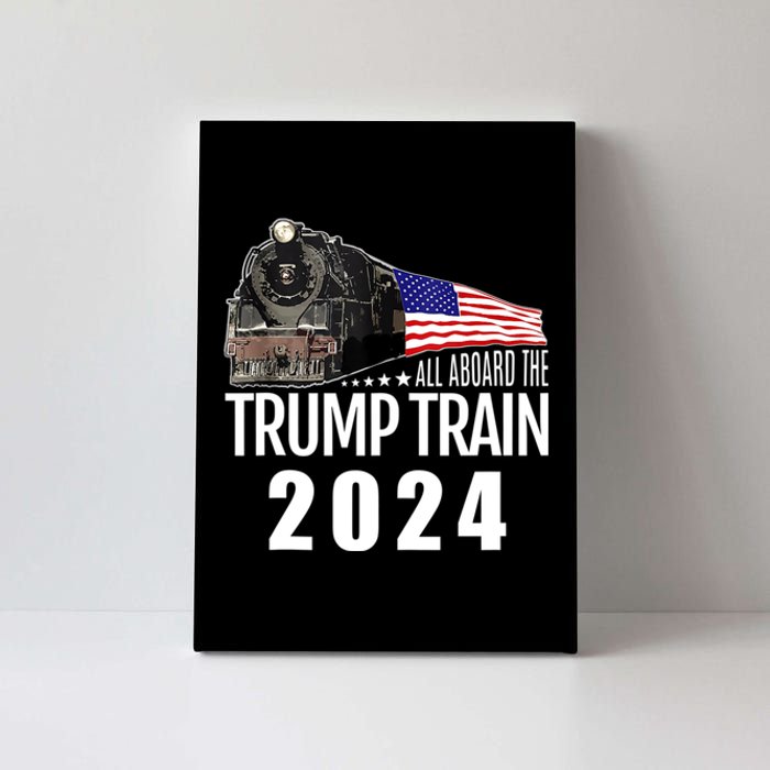 All Aboard The Trump Train 2024 American Flag Canvas