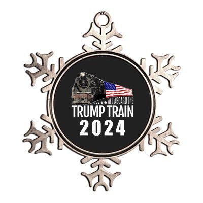 All Aboard The Trump Train 2024 American Flag Metallic Star Ornament