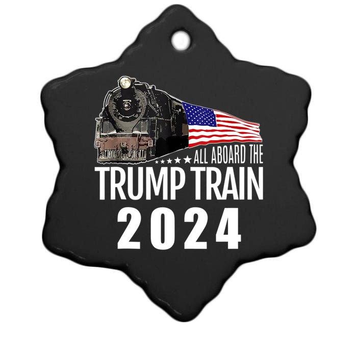 All Aboard The Trump Train 2024 American Flag Ceramic Star Ornament