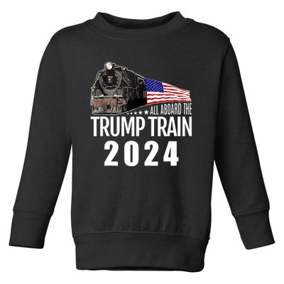 All Aboard The Trump Train 2024 American Flag Toddler Sweatshirt