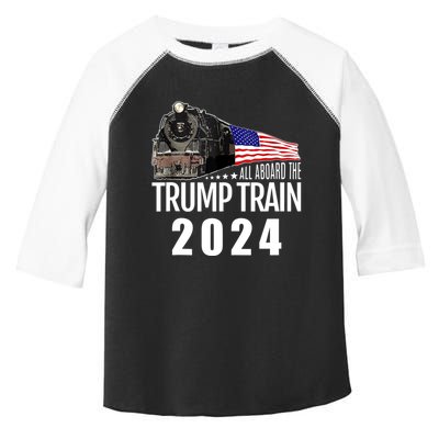 All Aboard The Trump Train 2024 American Flag Toddler Fine Jersey T-Shirt