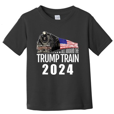 All Aboard The Trump Train 2024 American Flag Toddler T-Shirt