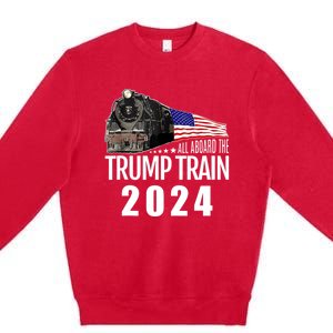 All Aboard The Trump Train 2024 American Flag Premium Crewneck Sweatshirt