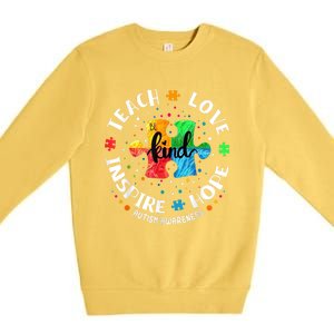 Autism Awareness Teacher Teach Hope Love Inspire Premium Crewneck Sweatshirt