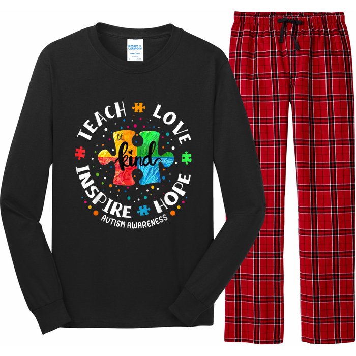 Autism Awareness Teacher Teach Hope Love Inspire Long Sleeve Pajama Set