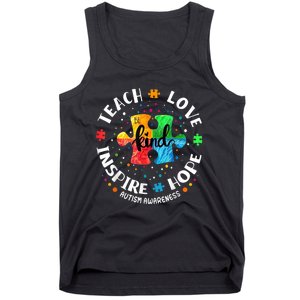 Autism Awareness Teacher Teach Hope Love Inspire Tank Top