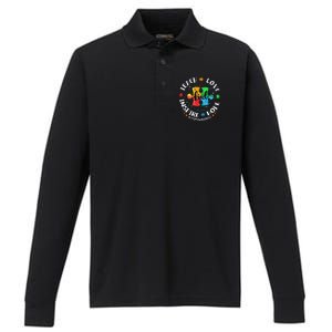 Autism Awareness Teach Hope Love Inspire Performance Long Sleeve Polo