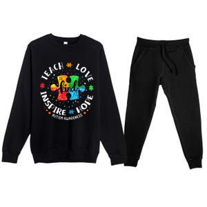 Autism Awareness Teach Hope Love Inspire Premium Crewneck Sweatsuit Set