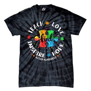 Autism Awareness Teach Hope Love Inspire Tie-Dye T-Shirt