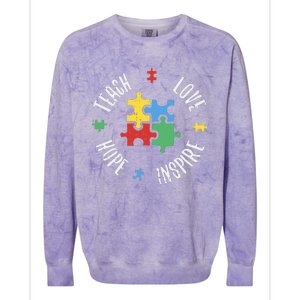 Autism Awareness Teach Love Hope Inspire Special Ed Teacher Colorblast Crewneck Sweatshirt