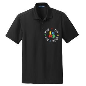 Autism Awareness Teach Love Hope Inspire Special Ed Teacher Dry Zone Grid Polo