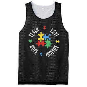 Autism Awareness Teach Love Hope Inspire Special Ed Teacher Mesh Reversible Basketball Jersey Tank