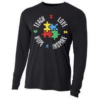 Autism Awareness Teach Love Hope Inspire Special Ed Teacher Cooling Performance Long Sleeve Crew