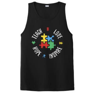 Autism Awareness Teach Love Hope Inspire Special Ed Teacher PosiCharge Competitor Tank