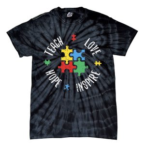 Autism Awareness Teach Love Hope Inspire Special Ed Teacher Tie-Dye T-Shirt