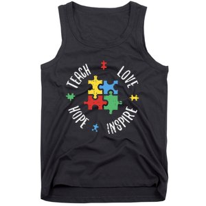 Autism Awareness Teach Love Hope Inspire Special Ed Teacher Tank Top