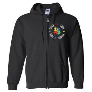 Autism Awareness Teach Love Hope Inspire Special Ed Teacher Full Zip Hoodie