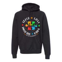 Autism Awareness Teach Hope Love Inspire Premium Hoodie