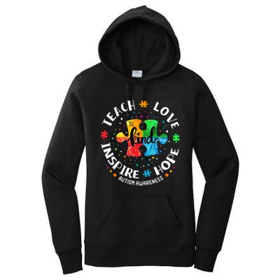 Autism Awareness Teach Hope Love Inspire Women's Pullover Hoodie